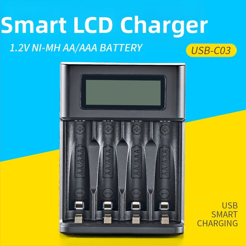 Зарядно за LCD екран № 5 № 7 Висококапацитетна Nimm Ni-Mh 1.2V акумулаторна батерия 4 слота USB Smart Fast Charging