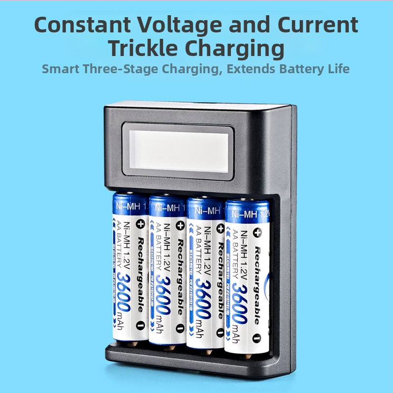 LCD-ekraani laadija nr 5 nr 7 suure mahutavusega Nimm Ni-Mh 1,2 V laetav aku 4 pesaga USB nutikas kiirlaadimine