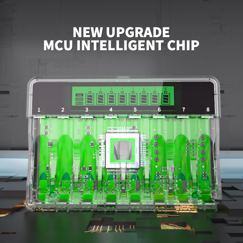 1,2 V nikkelmetallhüdriid kaheksa pesaga nutikas laadija LCD-ekraaniga C-tüüpi port nr 5 nr 7 akulaadija