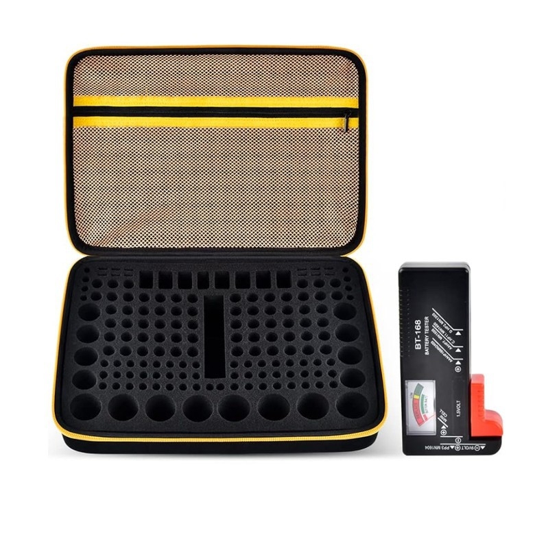 „Amazon“ didelis baterijų krepšys, kosmetikos krepšys, EVA baterijų krepšys, atsparus smūgiams ir ugniai, EVA užtrauktuku užsegamas pakavimo dėžutės įrankių krepšys