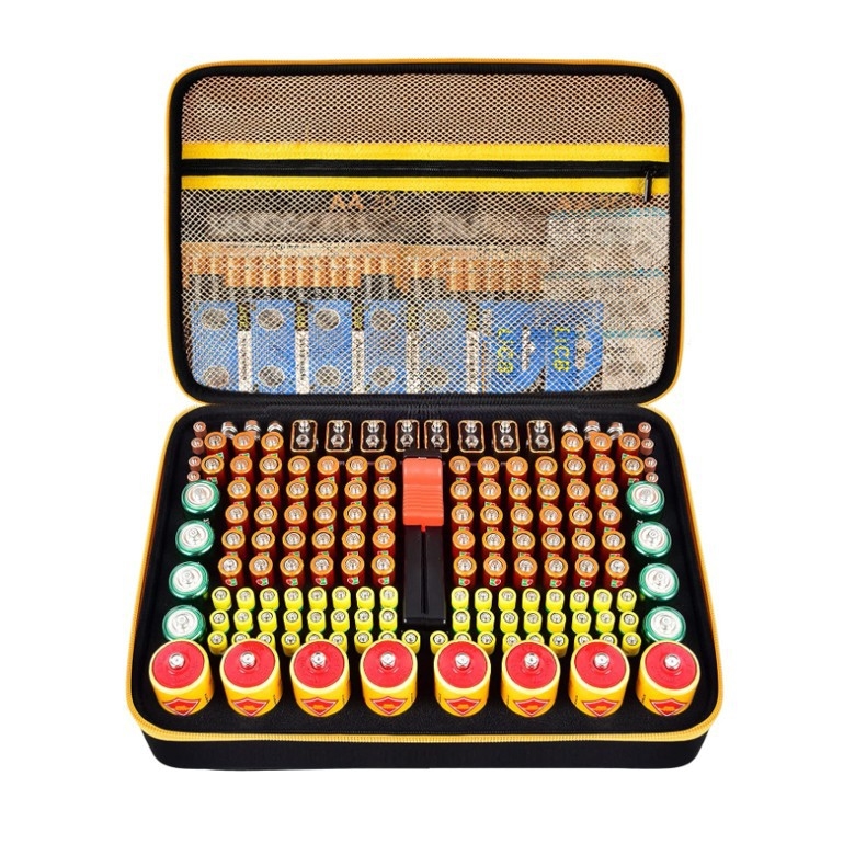 „Amazon“ didelis baterijų krepšys, kosmetikos krepšys, EVA baterijų krepšys, atsparus smūgiams ir ugniai, EVA užtrauktuku užsegamas pakavimo dėžutės įrankių krepšys