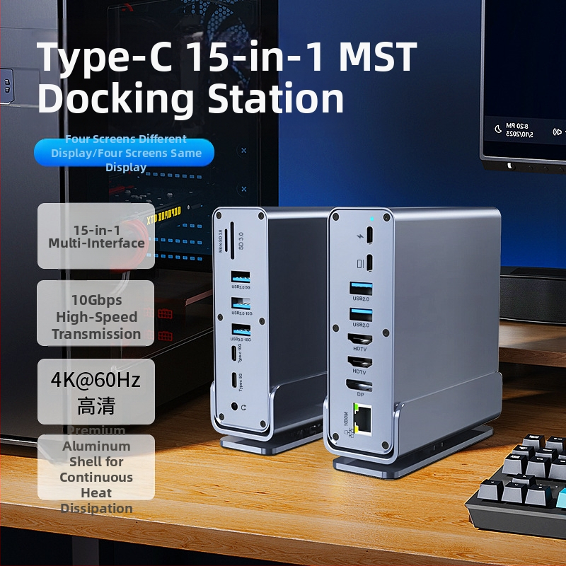 darbalaukio išplėtimo dokas USB4 ilgintuvas „Type-C“ nešiojamas kompiuteris su dvigubu HDMI jungtimi, daugiafunkcis šakotuvas, kryžminis