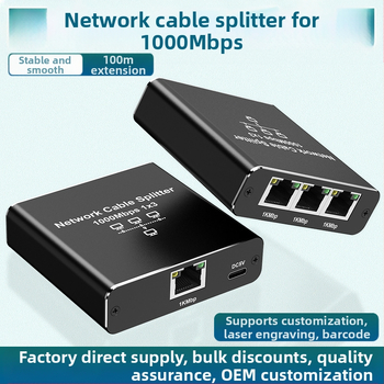 RJ45 gigabitu tīkla sadalītājs no 1 līdz 2 tīkla koplietotājs no 1 līdz 4 RJ45 tīkla kabeļa sadalītāja komutācijas maršrutēšana