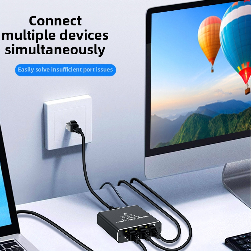 RJ45 gigabito tinklo skirstytuvas nuo 1 iki 2, tinklo dalytuvas nuo 1 iki 4, RJ45 tinklo kabelio skirstytuvas, perjungimo maršrutizavimas