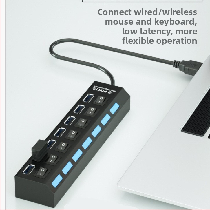 7-pordiline jaotur, 7-pordiline jaotur, 7-pordiline jaotur sõltumatu lüliti ja tulega, 7-auguline pikendusjuhe, mitme liidesega jaotur