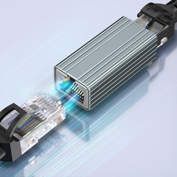 Super 6 klasės ekranuojantis dviejų galvų tinklo prievado adapteris RJ45 „Network Direct“ 10 gigabitų tinklo laidų prijungimo galvutės ilgintuvas