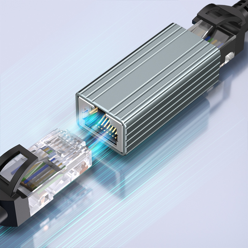 Super 6 klasės ekranuojantis dviejų galvų tinklo prievado adapteris RJ45 „Network Direct“ 10 gigabitų tinklo laidų prijungimo galvutės ilgintuvas