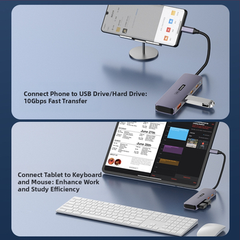 „TypeC10G Expansion 2A2C“ nešiojamojo kompiuterio, planšetinio kompiuterio, mobiliojo telefono atjungimo keitiklis, USB 3.2 šakotuvo prijungimo stotelė