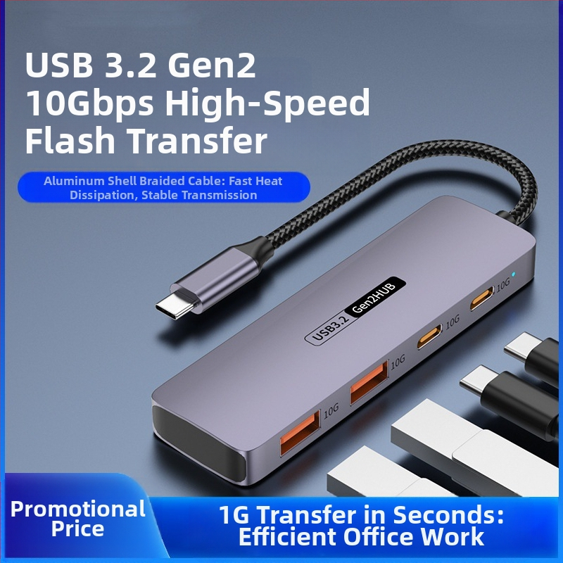 TypeC10G Expansion 2A2C Notebook Tablet Mobilný telefón Breakout Konvertor USB 3.2 Hub Dokovacia stanica
