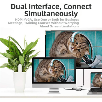 C tipa uz HDMI VGA pārveidotāja savienotājs mobilajam tālrunim, klēpjdatoram ar TV projektoru un ekrāna līnijas dokstaciju