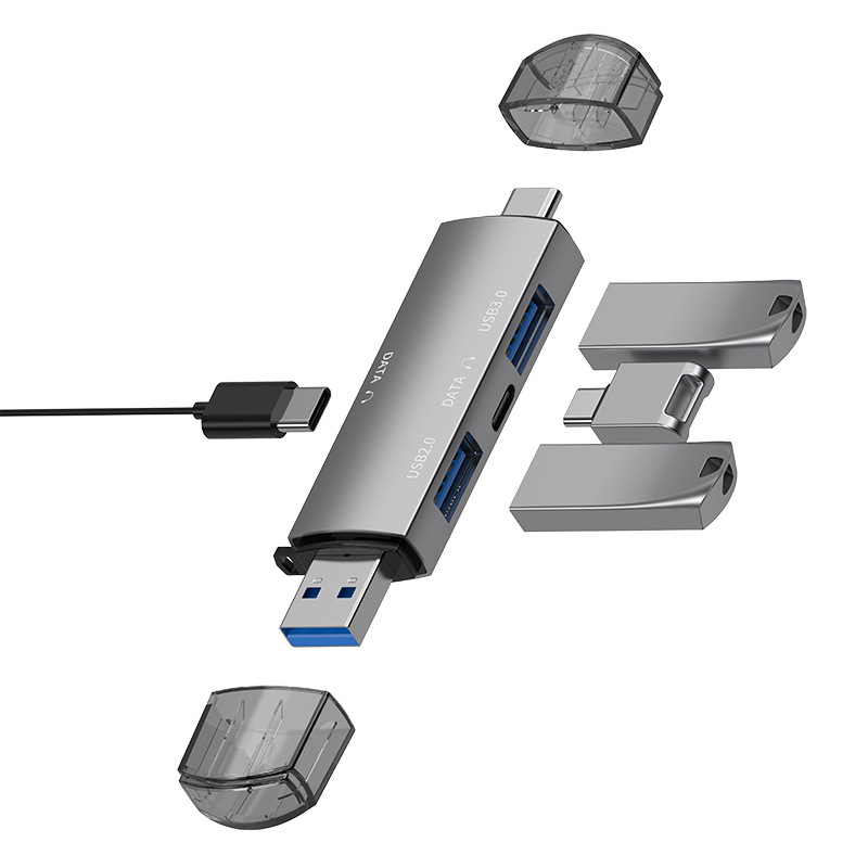 Daugiafunkcis kortelių skaitytuvas „viskas viename“ USB sąsajos ilgintuvas mobiliajam telefonui, kompiuteriui, didelės spartos kortelių skaitytuvo šakotuvas