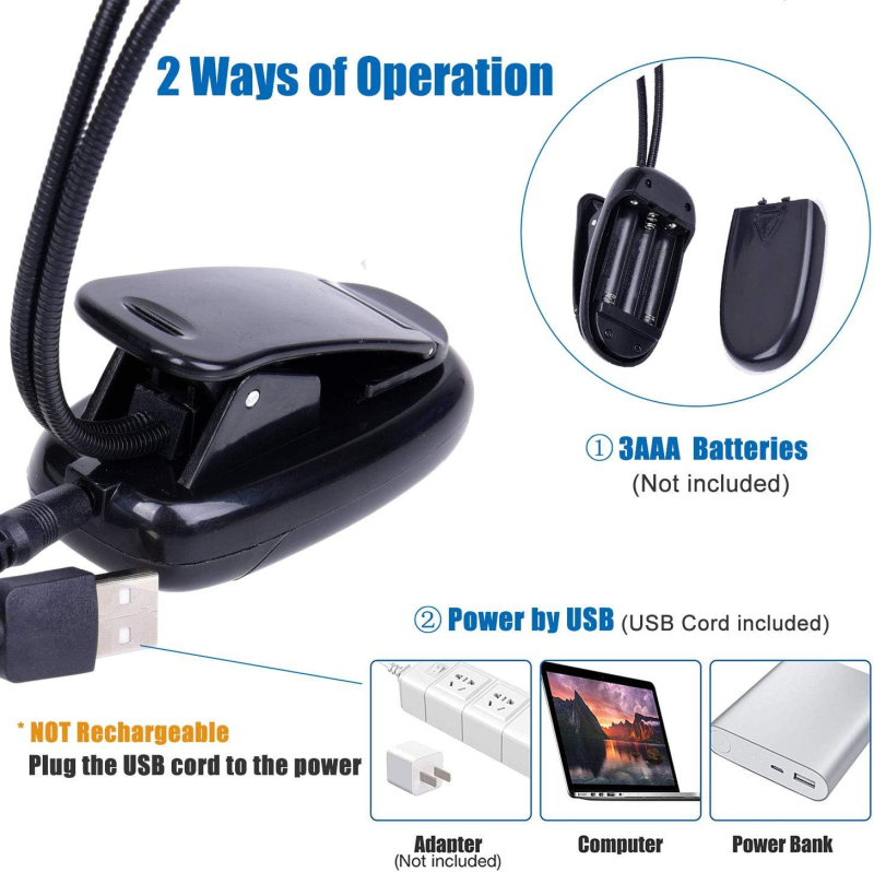 USB-klamber raamatuvalgusti USB-aku reguleeritav klamber laualamp raamatu lugemise öövalgusti LED-lugemislamp raamatuvalgusti noodiklamber noodivalgusti