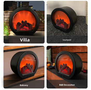 Tarpvalstybinis pusapvalis LED imitacinis anglies židinio židinys vėjo lempa Kalėdinė kūrybinė dovana kiemo sodo dekoracija įkrovimas