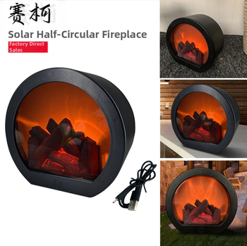 Tarpvalstybinis pusapvalis LED imitacinis anglies židinio židinys vėjo lempa Kalėdinė kūrybinė dovana kiemo sodo dekoracija įkrovimas