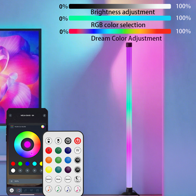 RGB maagiline atmosfäärivalgus, nurgavalgusti, põrandaatmosfäärivalgusti rakendus ja kaugjuhtimispuldiga madalpinge valgusriba
