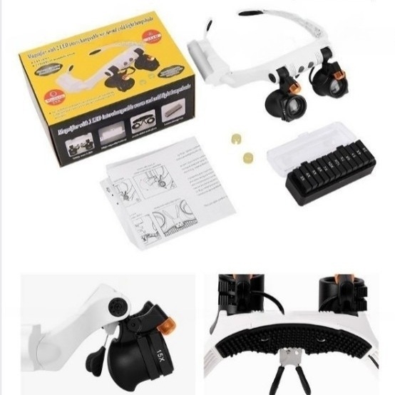 Šaltos ir šiltos šviesos LED lempos keitimas 21 tipo didinimo derinys tikslus dalių aptikimas laikrodžių remontas ant galvos tvirtinamas didinamasis stiklas