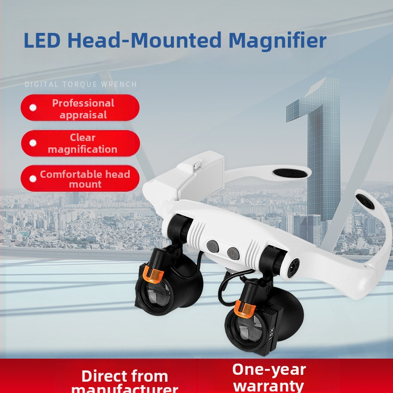 Šaltos ir šiltos šviesos LED lempos keitimas 21 tipo didinimo derinys tikslus dalių aptikimas laikrodžių remontas ant galvos tvirtinamas didinamasis stiklas
