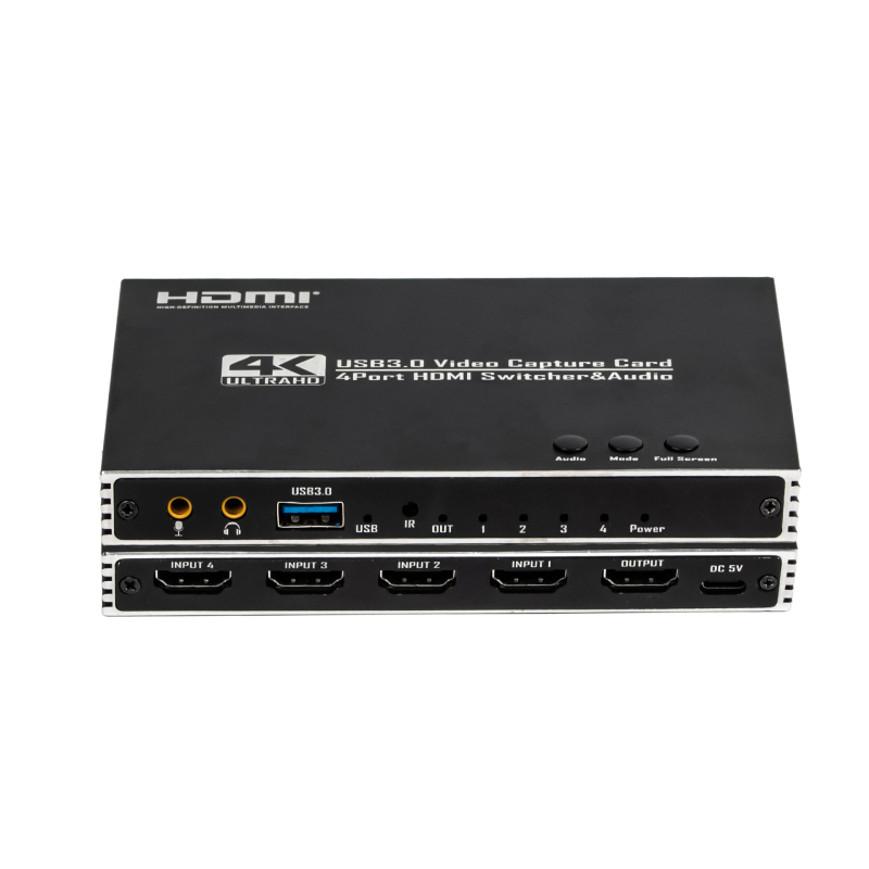 HDMI videokaardi neli sisendit, üks väljund ja neli pilti sünkroonivad sama pilti ja jagavad seda samaaegselt ning toetavad otseülekannet mitmel platvormil.