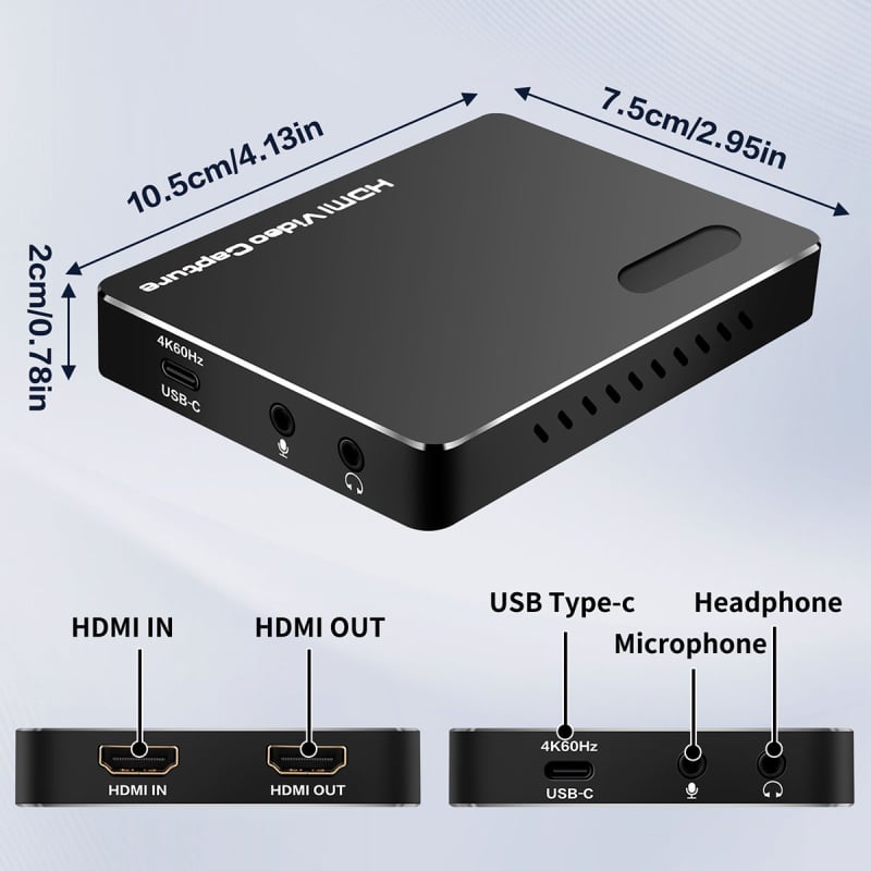 USB-C HDMI 4K60Hz Цикъл на заснемане HDMI 4Kp60 микрофон + аудио