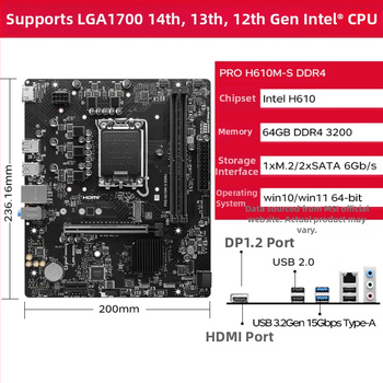 Micro/Star H610M-S lauaarvuti emaplaat toetab 12100 12400 13400