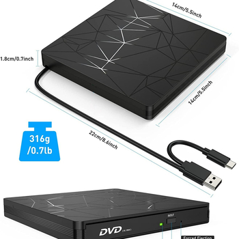 Νέα διασυνοριακή μονάδα εγγραφής DVD διπλής γραμμής USB3.0/Type-c με μοτίβο αράχνης για φορητούς υπολογιστές, εξωτερική οπτική μονάδα