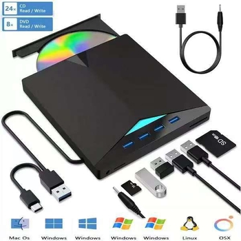 Noua unitate optică multifuncțională 7 în 1 cu citire suportă carduri de expansiune, unitate optică externă USB Typec