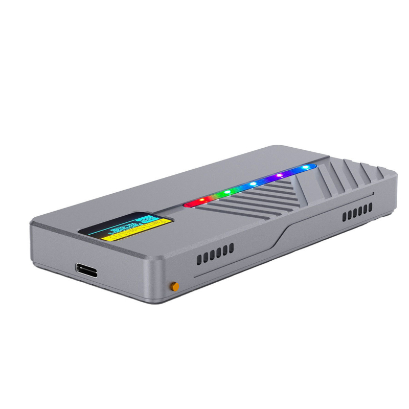 Határokon átnyúló intelligens kijelzős m.2 SSD NVME/NGFF kettős protokollal rendelkező alumíniumötvözet mobil merevlemez-doboz