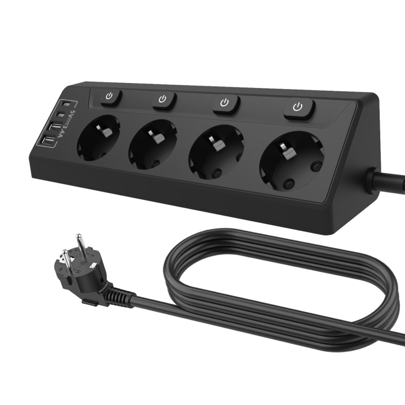 Euroopa standardne USB-pistikuga sõltumatu lüliti majapidamises kasutatav nutikas pistikupesa pistikupesa liin 4-auguline suure võimsusega piiriülene Euroopa pistikupesa nurk