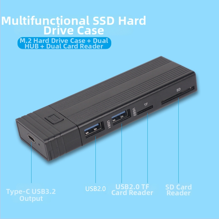 Двупротоколен M.2 NVME/SATA 10g мобилен твърд диск ytpe C порт USB3.1 SD TF четец на карти