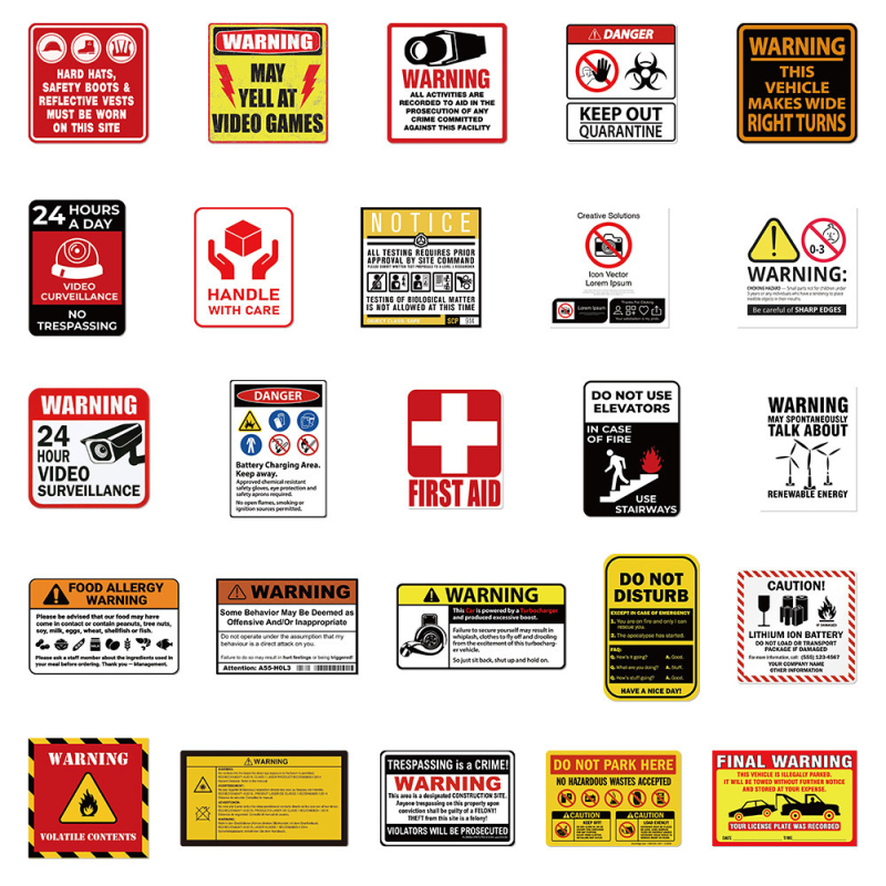 75 ingliskeelset hoiatuskleebist märkmiku pagasikäru mootorratta graffiti jaoks ilma liimita, hulgimüük
