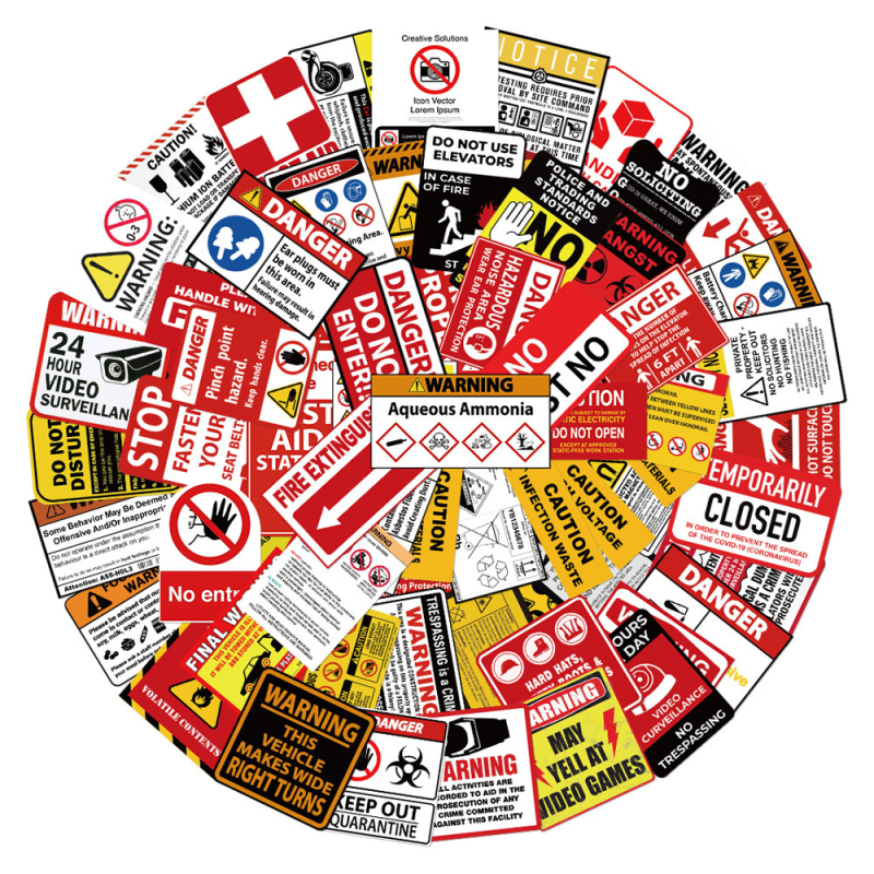 75 ingliskeelset hoiatuskleebist märkmiku pagasikäru mootorratta graffiti jaoks ilma liimita, hulgimüük