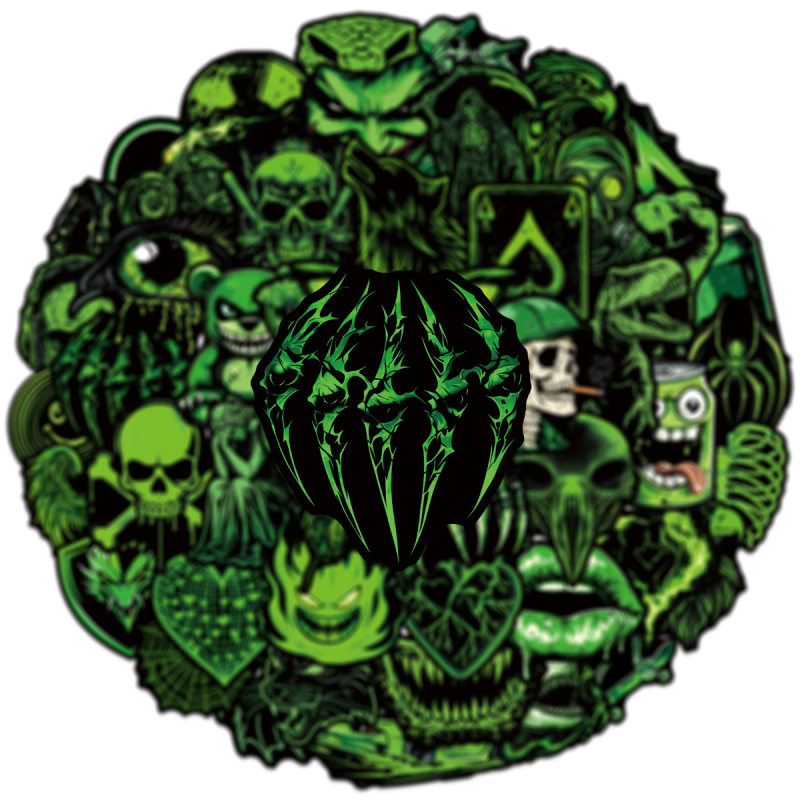 50 žalių šaunių grafiti lipdukų, animacinių filmukų, kūrybingų, vandeniui atsparių dekoratyvinių bagažo laikymo dėžių, vandeniui atsparių lipdukų