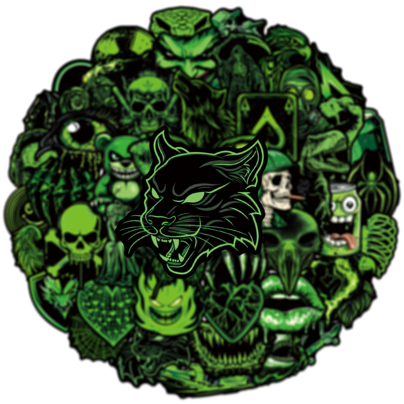 50 žalių šaunių grafiti lipdukų, animacinių filmukų, kūrybingų, vandeniui atsparių dekoratyvinių bagažo laikymo dėžių, vandeniui atsparių lipdukų