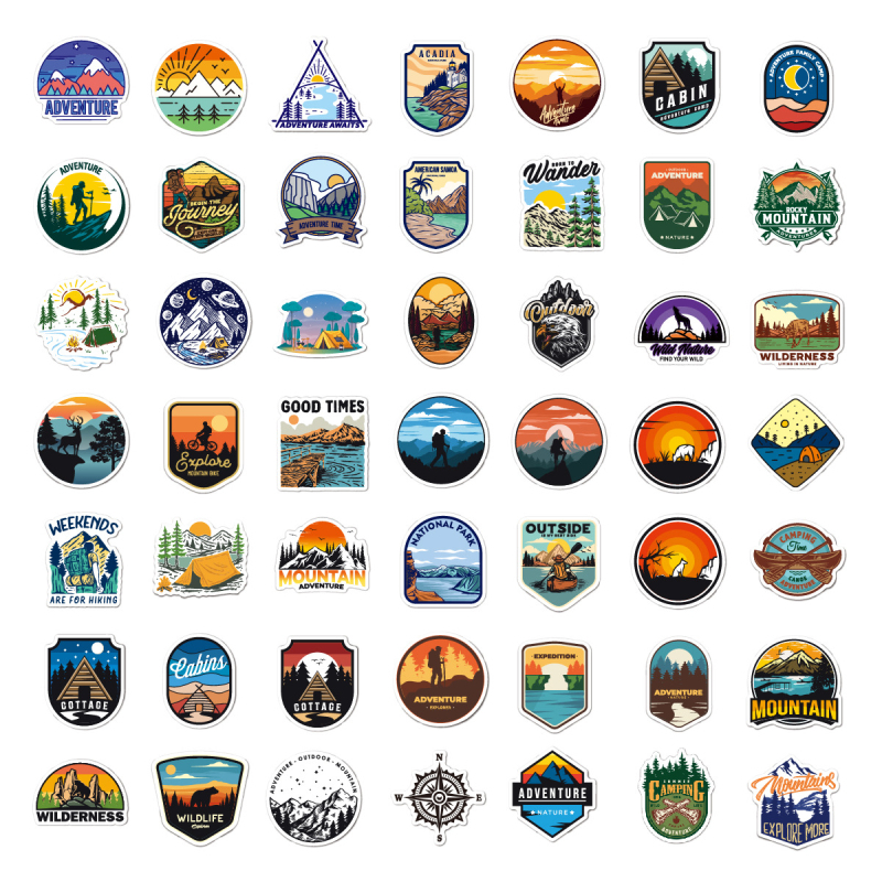 Határokon átnyúló 100 utazási látványosság matrica, kalandos táj, kültéri gurulós tok, autó, robogó, poggyász matricák