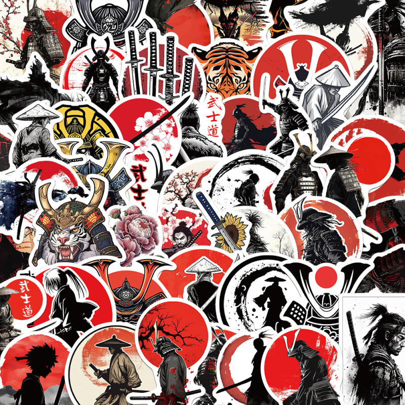 50 retro Jianghu lovagias Bushido kézi számla anyag matricák írószer poggyászjegyzetek vízálló matricák nagykereskedelem