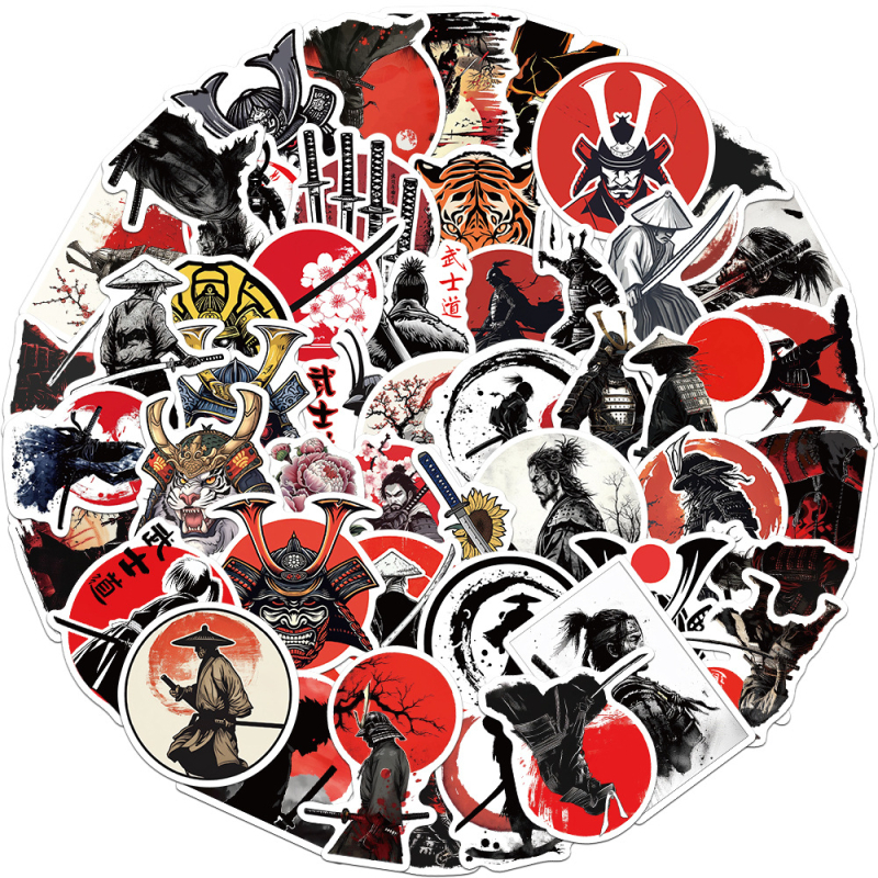 50 retro Jianghu lovagias Bushido kézi számla anyag matricák írószer poggyászjegyzetek vízálló matricák nagykereskedelem