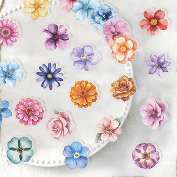 50 φύλλα διαφανή τσάντα αυτοκόλλητων ετικετών λουλουδιών κινουμένων σχεδίων αδιάβροχη διαφανής τσάντα χειρός PET διακόσμηση τετράδιο κιθάρας χονδρικής