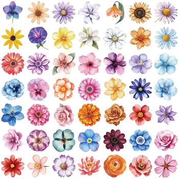 50 φύλλα διαφανή τσάντα αυτοκόλλητων ετικετών λουλουδιών κινουμένων σχεδίων αδιάβροχη διαφανής τσάντα χειρός PET διακόσμηση τετράδιο κιθάρας χονδρικής