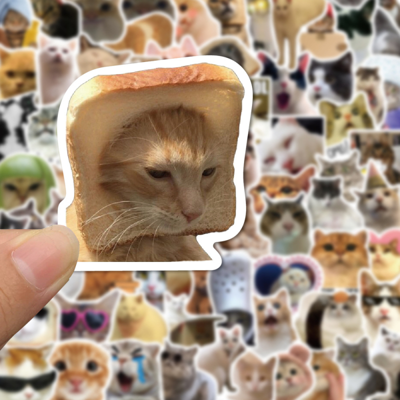 100 aranyos macska matrica online híresség macska arckifejezés táska graffiti matricák határokon átnyúló vicces macskafej matricák tétel
