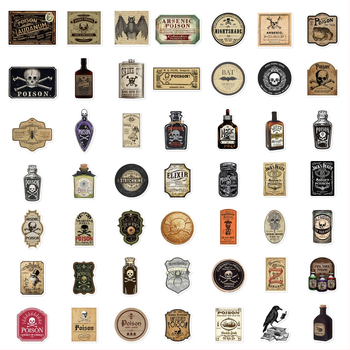 50 φύλλα/σετ με vintage αυτοκόλλητα thriller potion, διακόσμηση, σημειωματάριο, ποτήρι νερού, skateboard, γκράφιτι, αδιάβροχα αυτοκόλλητα