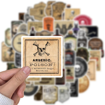 50 φύλλα/σετ με vintage αυτοκόλλητα thriller potion, διακόσμηση, σημειωματάριο, ποτήρι νερού, skateboard, γκράφιτι, αδιάβροχα αυτοκόλλητα