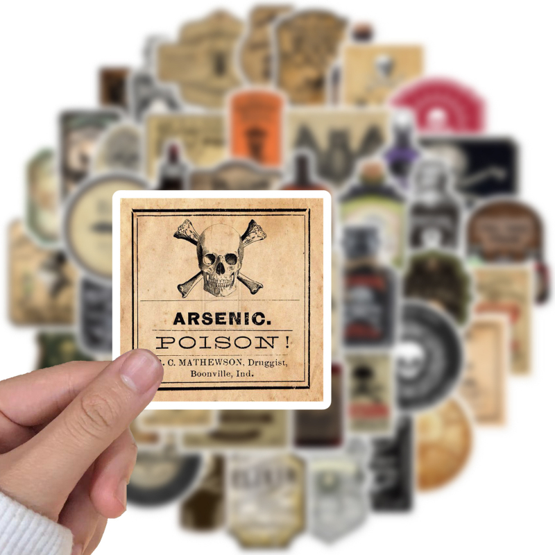 50 listova/set vintage triler naljepnica s personaliziranim motivima, ukras, DIY bilježnica, čaša za vodu, skateboard, grafiti, vodootporne naljepnice