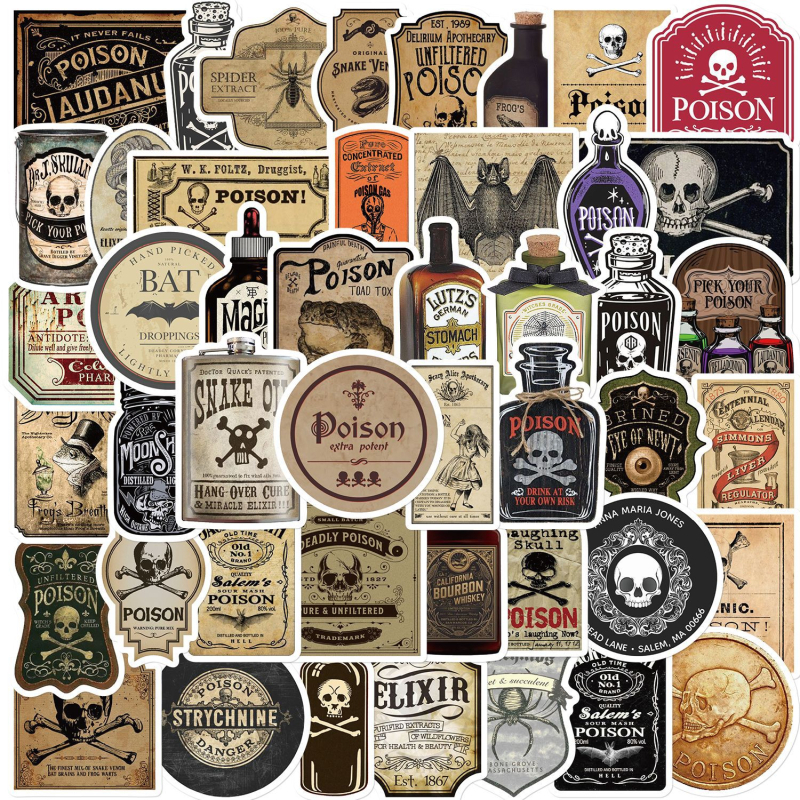 50 listova/set vintage triler naljepnica s personaliziranim motivima, ukras, DIY bilježnica, čaša za vodu, skateboard, grafiti, vodootporne naljepnice