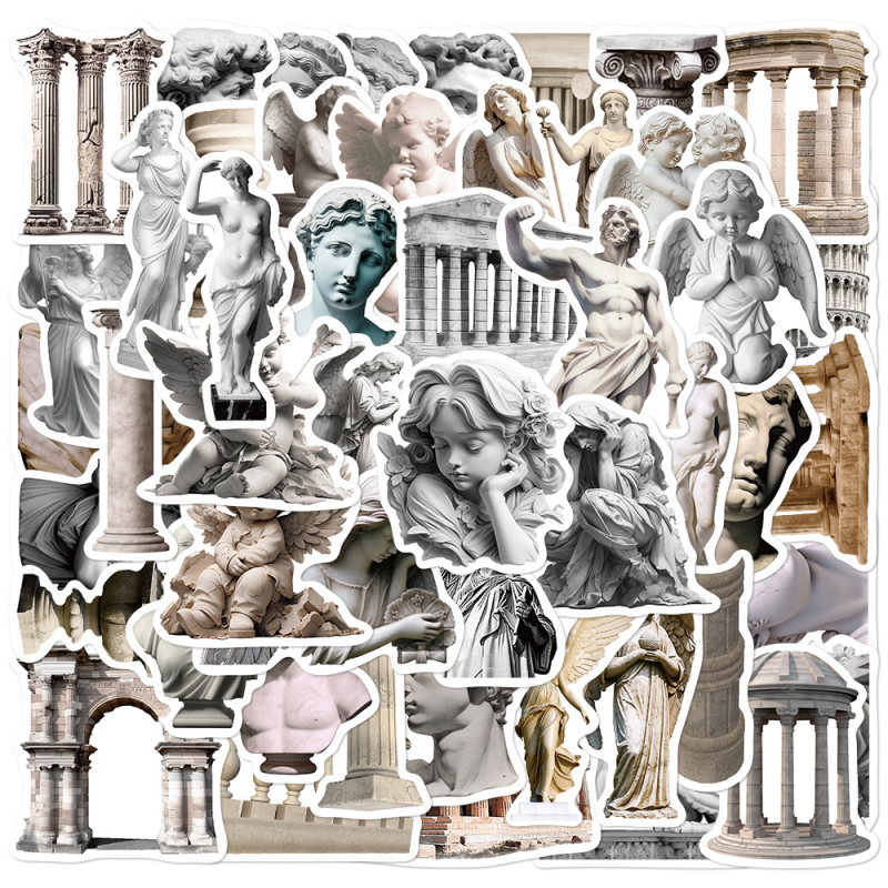 50 db-os szobrászati matrica laptophoz, notebookhoz, mobiltelefonhoz, házhoz, határokon átnyúló, dekoratív, vízálló diy matricák