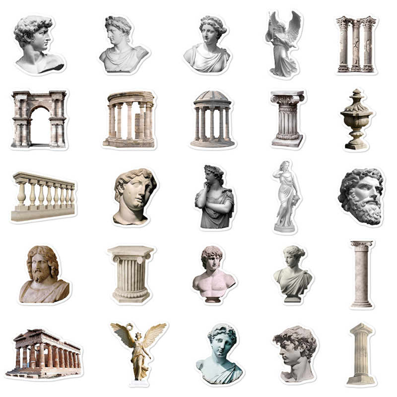 50 db-os szobrászati matrica laptophoz, notebookhoz, mobiltelefonhoz, házhoz, határokon átnyúló, dekoratív, vízálló diy matricák