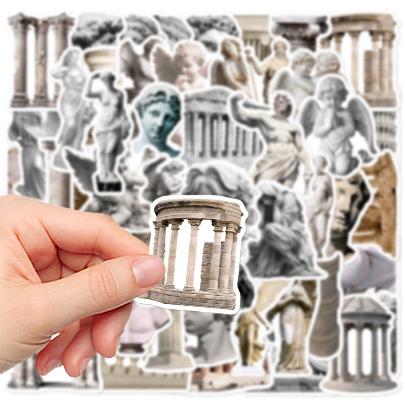 50 db-os szobrászati matrica laptophoz, notebookhoz, mobiltelefonhoz, házhoz, határokon átnyúló, dekoratív, vízálló diy matricák