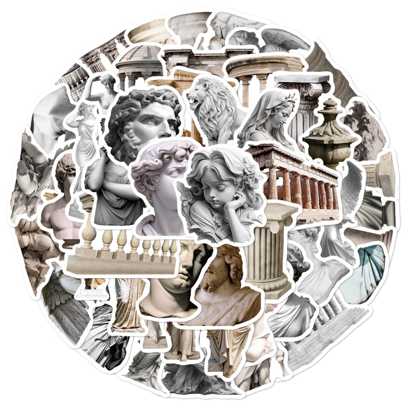 50 db-os szobrászati matrica laptophoz, notebookhoz, mobiltelefonhoz, házhoz, határokon átnyúló, dekoratív, vízálló diy matricák