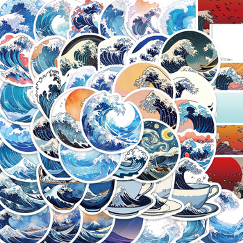 50 lehte/komplekt Jaapani stiilis ukiyo-e laine veelaine personaalsed loomingulised kleebised telefoniümbris kitarri grafiti kleebised