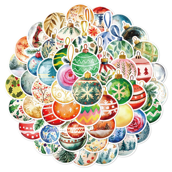 56 retro jõulupalli graffiti kleebist, kunstimustri kaunistus, käsipagasi märkmik, veekindlad kleebised