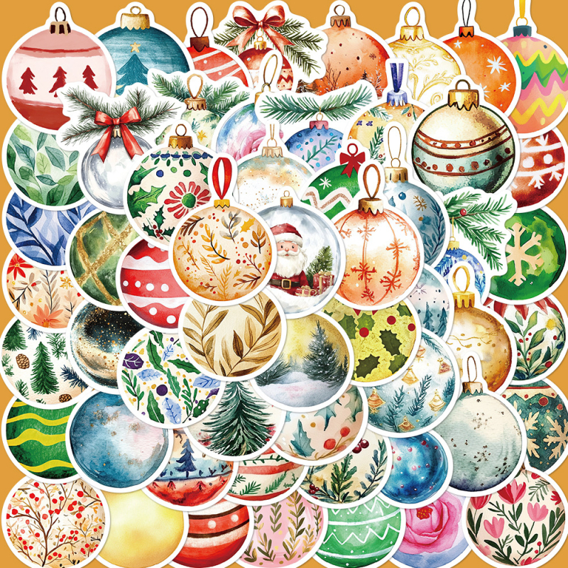 56 retro jõulupalli graffiti kleebist, kunstimustri kaunistus, käsipagasi märkmik, veekindlad kleebised